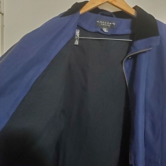 Gallery Petite Navy Blue Zip & Button Jacket Size Large Petite - Picture 11 of 14